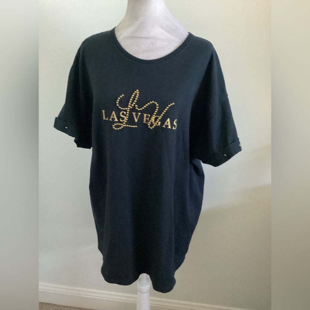 Customized Las Vegas Studded Logo Prewashed Tee
(Size: XL)